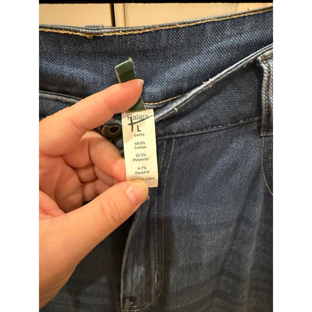 Halara Flex High Rise Wide Leg Cropped Jeans Large Petite - Picture 4 of 4